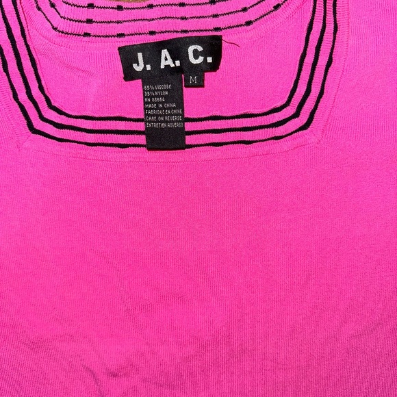 Pink 3/4 Sleeve Top with Black Stripes - Picture 3 of 3